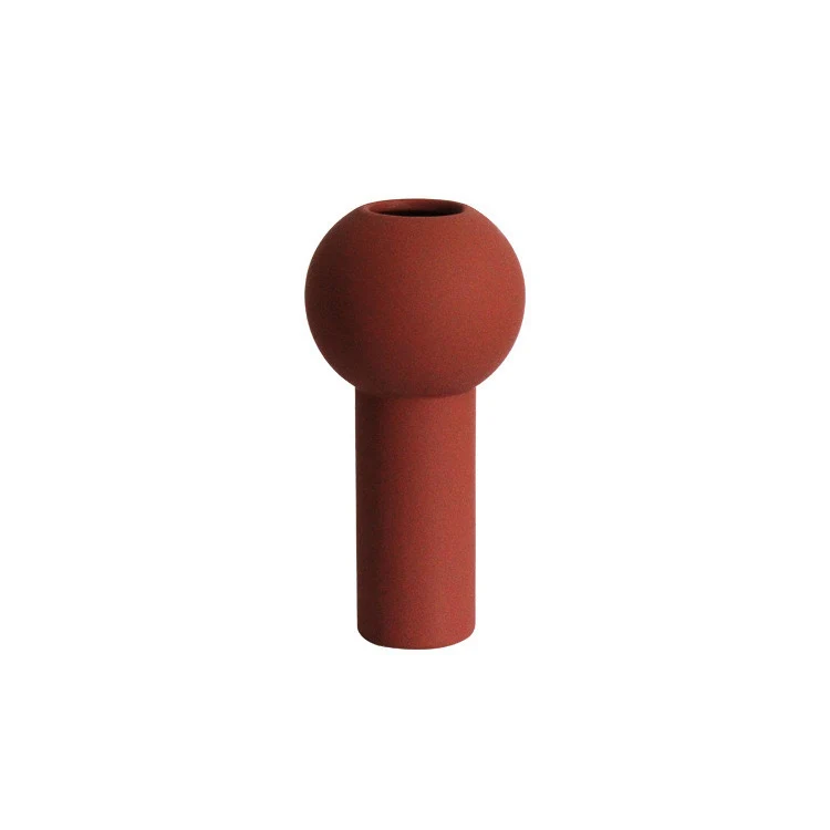 Minimalistische Matte Keramische Kugel-Oberfläche Bud Vase mit Langem Zylindrischen Stiel