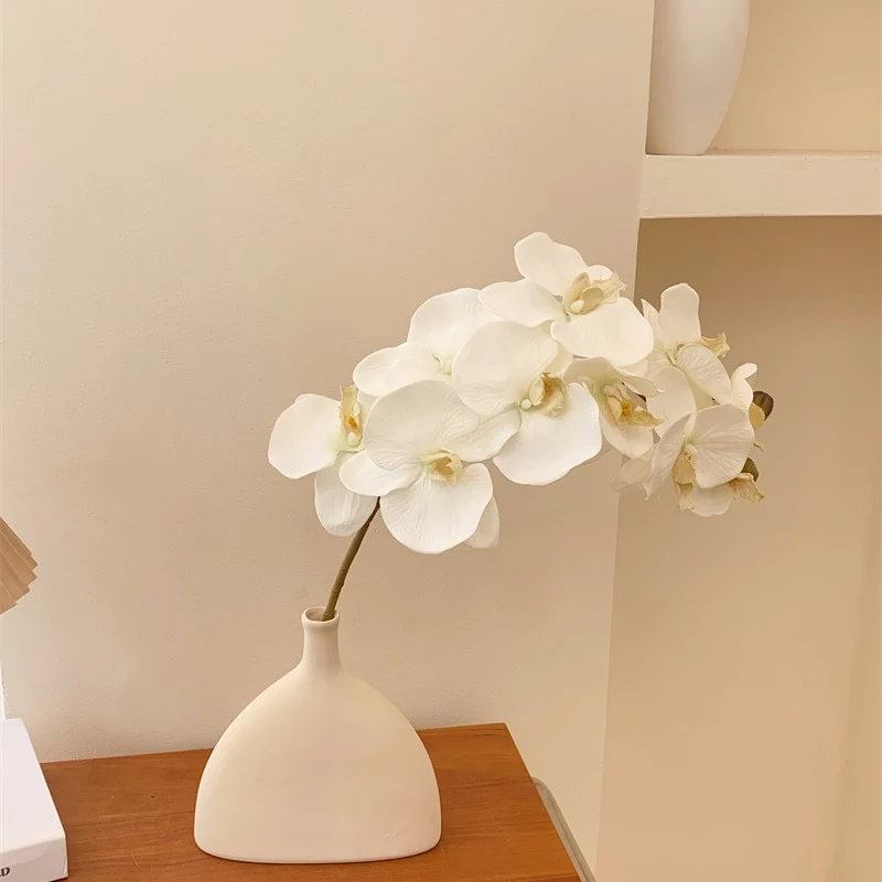 Matte minimalist keramische gewölbte Vase mit schmalem Hals
