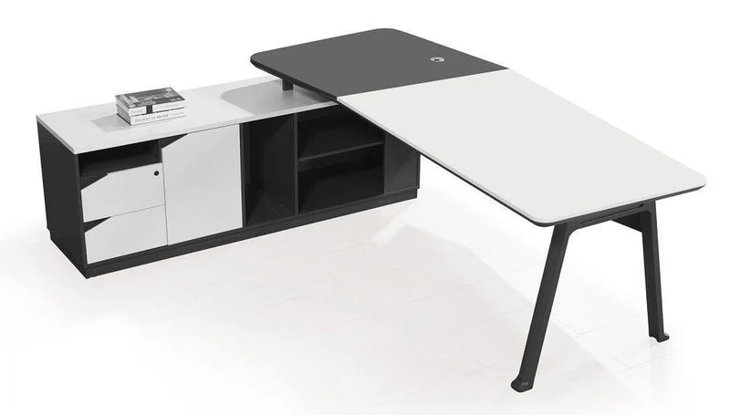Chef-Schreibtisch 220×180cm Managerschreibtisch Kunstleder