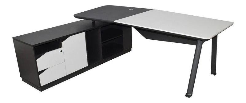 Chef-Schreibtisch 220×180cm Managerschreibtisch Kunstleder