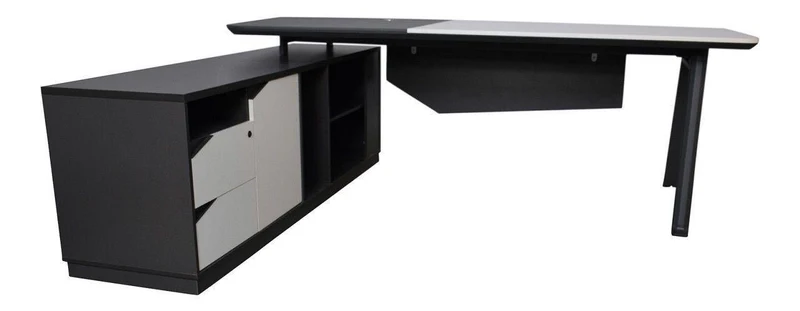 Chef-Schreibtisch 220×180cm Managerschreibtisch Kunstleder