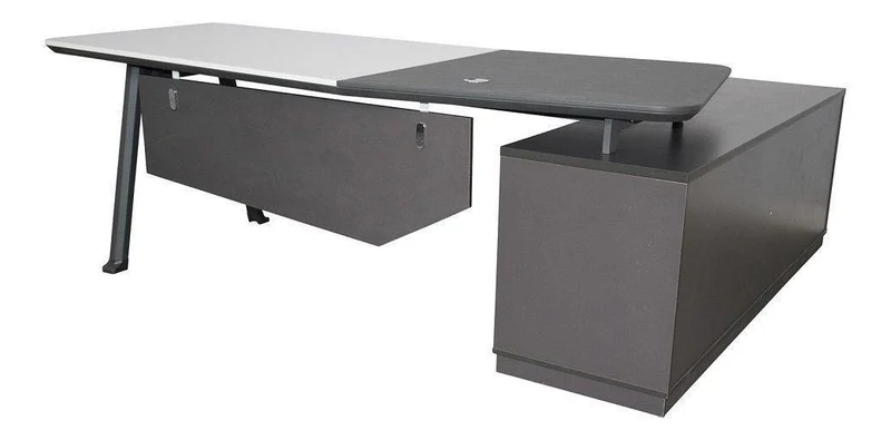Chef-Schreibtisch 220×180cm Managerschreibtisch Kunstleder