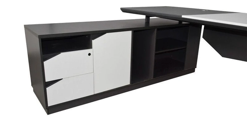 Chef-Schreibtisch 220×180cm Managerschreibtisch Kunstleder