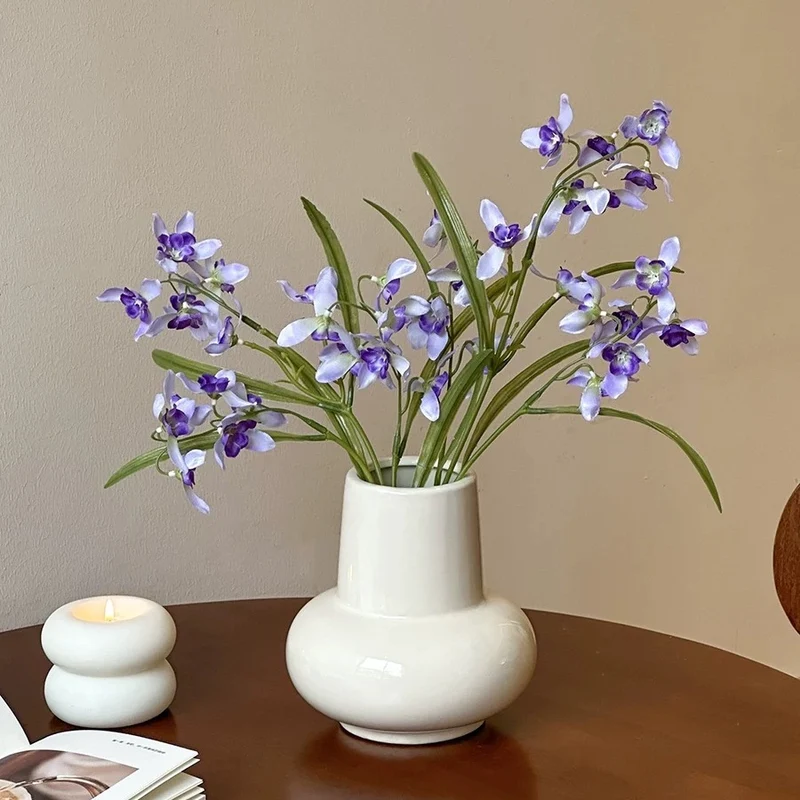 Glasierte Runde Minimalistische Keramik Tischvase mit weiter Öffnung