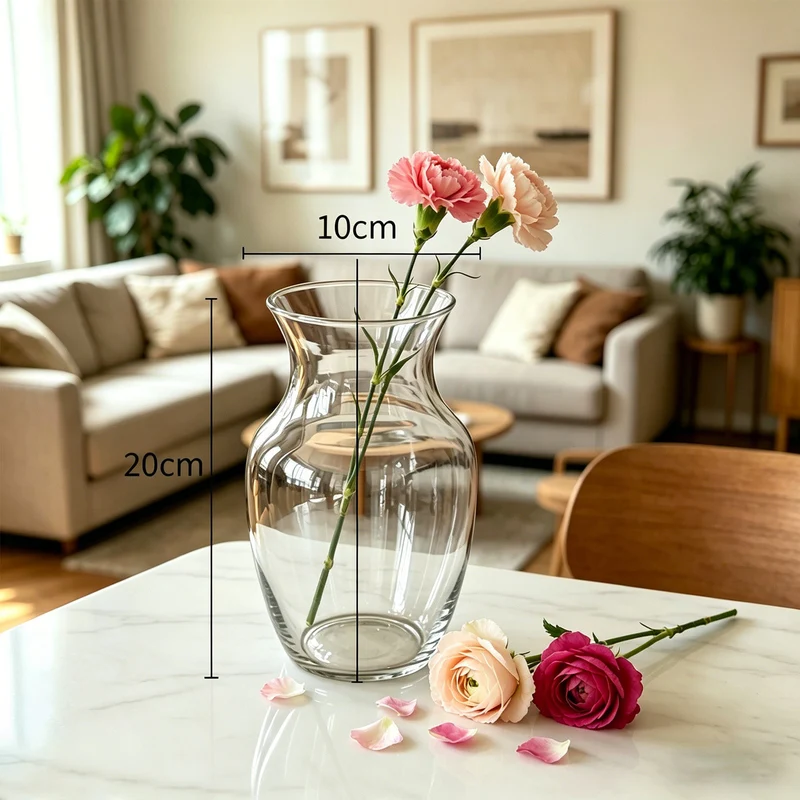 Mouthblown Glass Bulb Vase with Short Neck and Wide Body