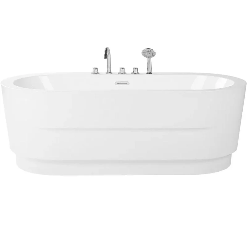 Freistehende Badewanne 170×80cm Ovale Acrylwanne mit Armatur & Überlauf