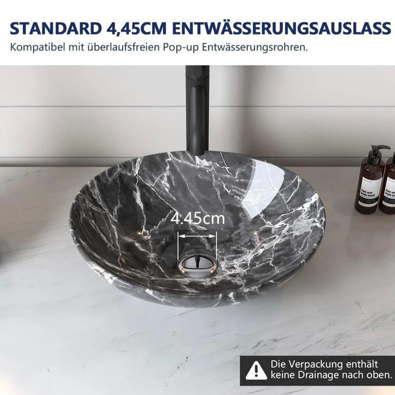 Aufsatzwaschbecken Keramik Grau Streifen Ovales Waschbecken