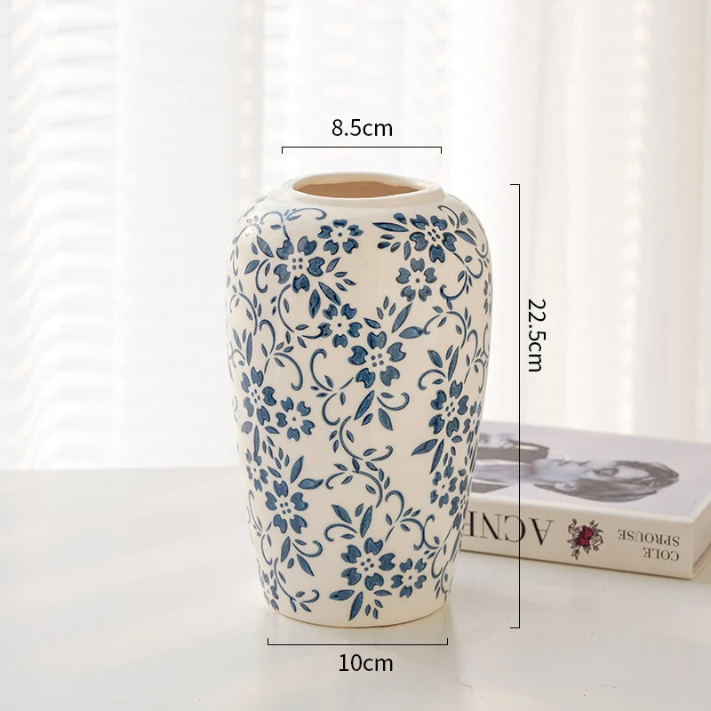 Hand-Glasiertes Porzellan Chintz-Muster Hohe Knospenvase mit schmaler Öffnung und glänzender Oberfläche