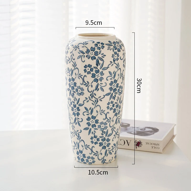 Hand-Glasiertes Porzellan Chintz-Muster Hohe Knospenvase mit schmaler Öffnung und glänzender Oberfläche