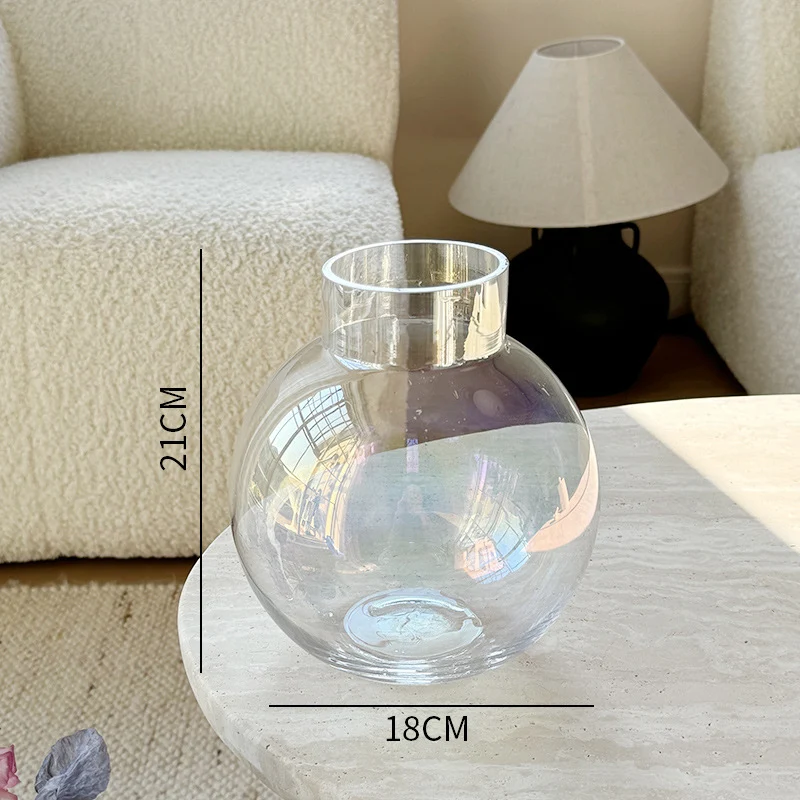Mouthgeblasene geschwungene Glasblumenarrangementvase mit weitem Hals