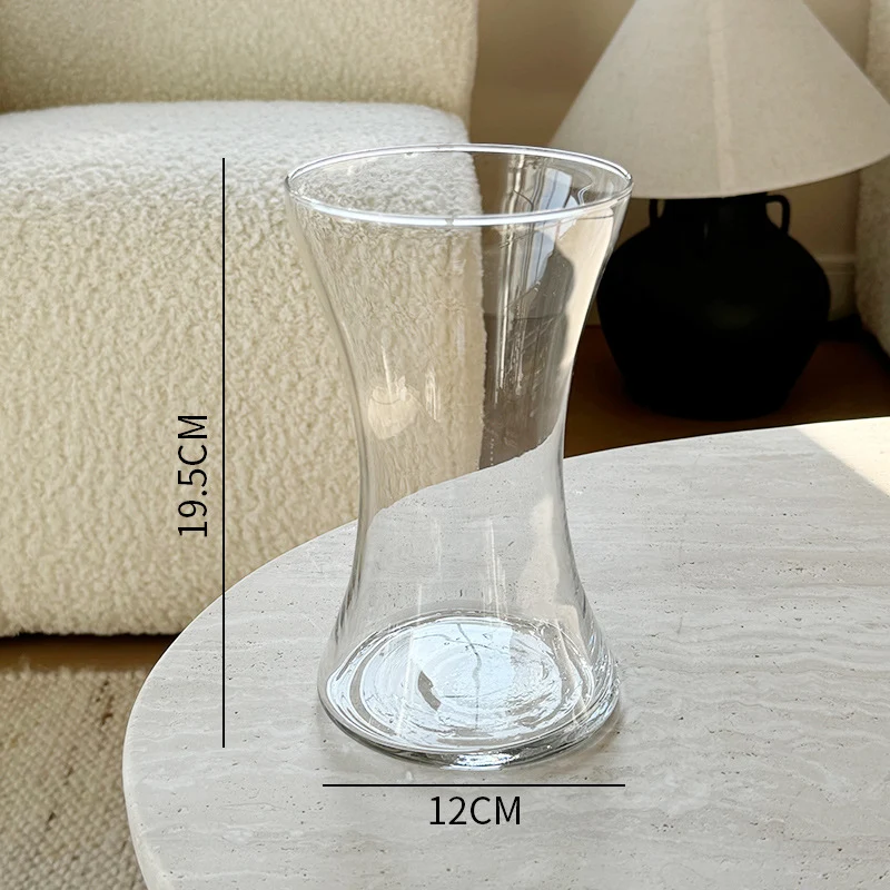 Mouthgeblasene geschwungene Glasblumenarrangementvase mit weitem Hals