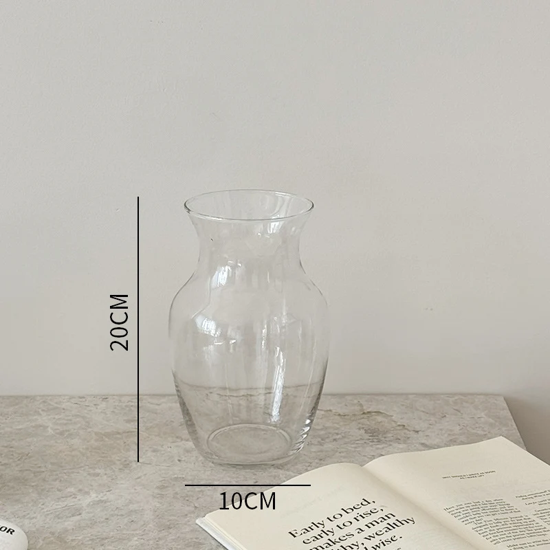 Mouthgeblasene geschwungene Glasblumenarrangementvase mit weitem Hals