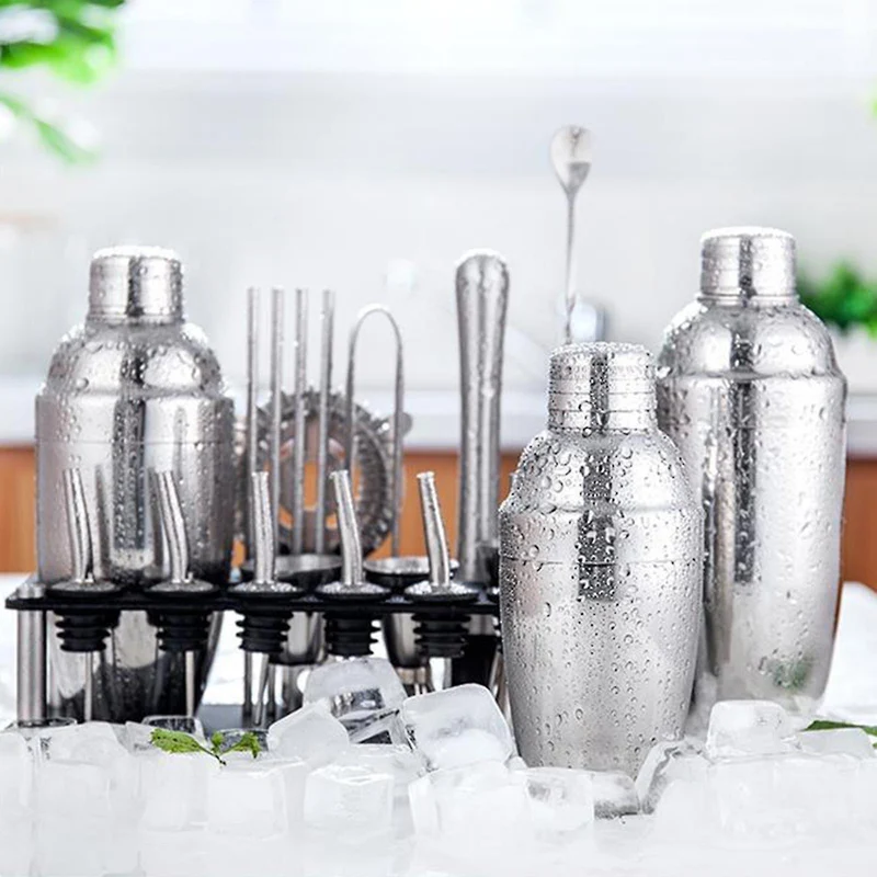 Skanto | 23-teiliges Barkeeper-Set Professioneller vielseitiger Edelstahl-Martini-Cocktailshaker mit Ständer Barzubehör
