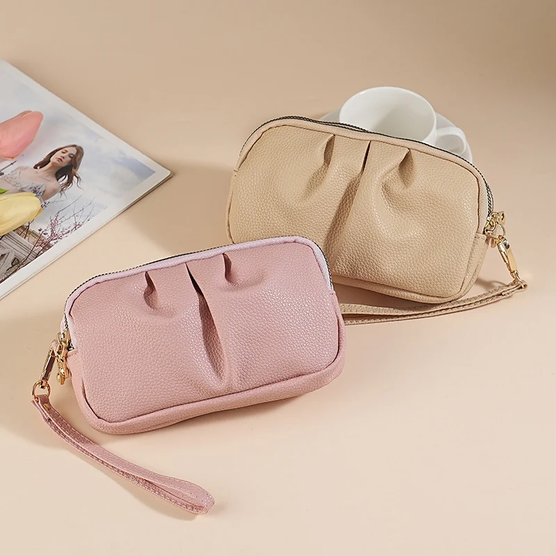Texturierte Reißverschluss-Clutch Tasche