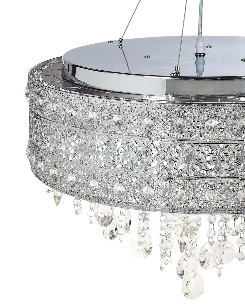 Eleganter Kristall-Kronleuchter in Silber 6-flammig