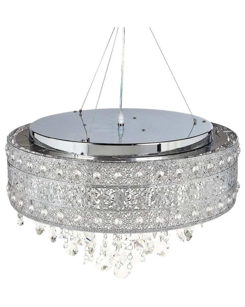 Eleganter Kristall-Kronleuchter in Silber 6-flammig