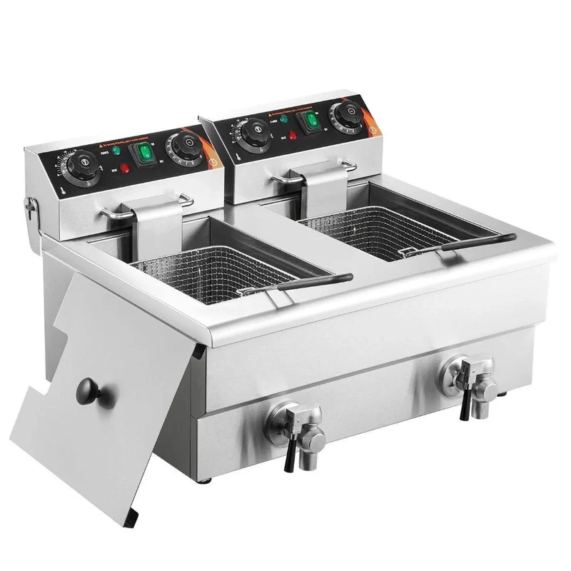 Elektrische Doppelfritteuse Edelstahl 2×8L