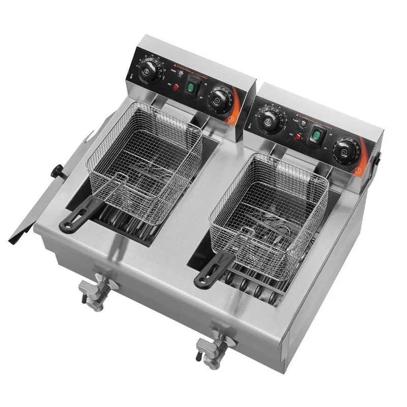 Elektrische Doppelfritteuse Edelstahl 2×8L