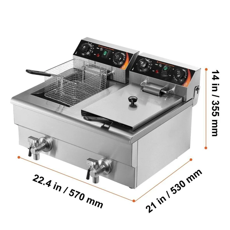 Elektrische Doppelfritteuse Edelstahl 2×8L