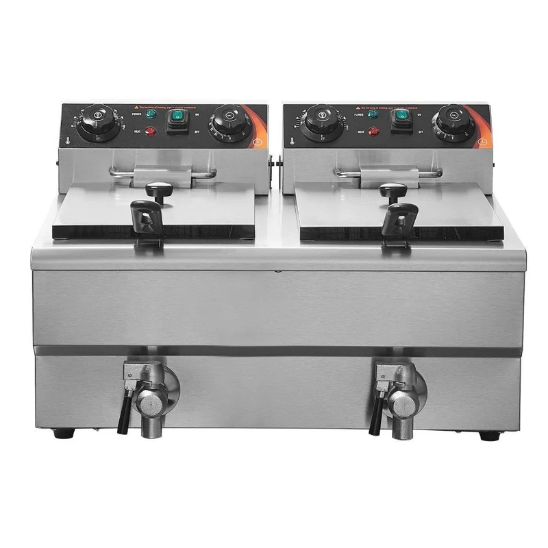 Elektrische Doppelfritteuse Edelstahl 2×8L