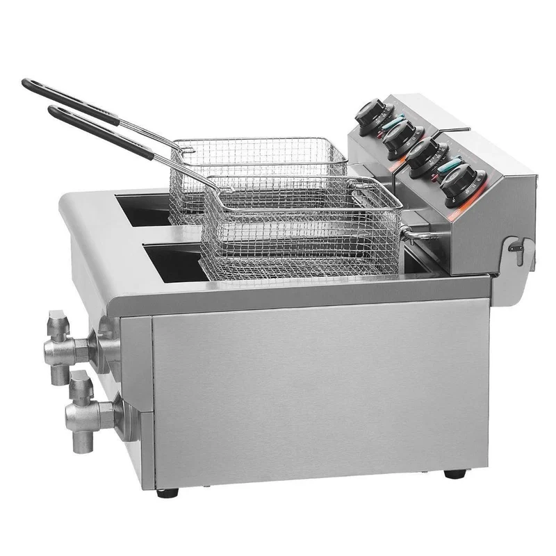 Elektrische Doppelfritteuse Edelstahl 2×8L