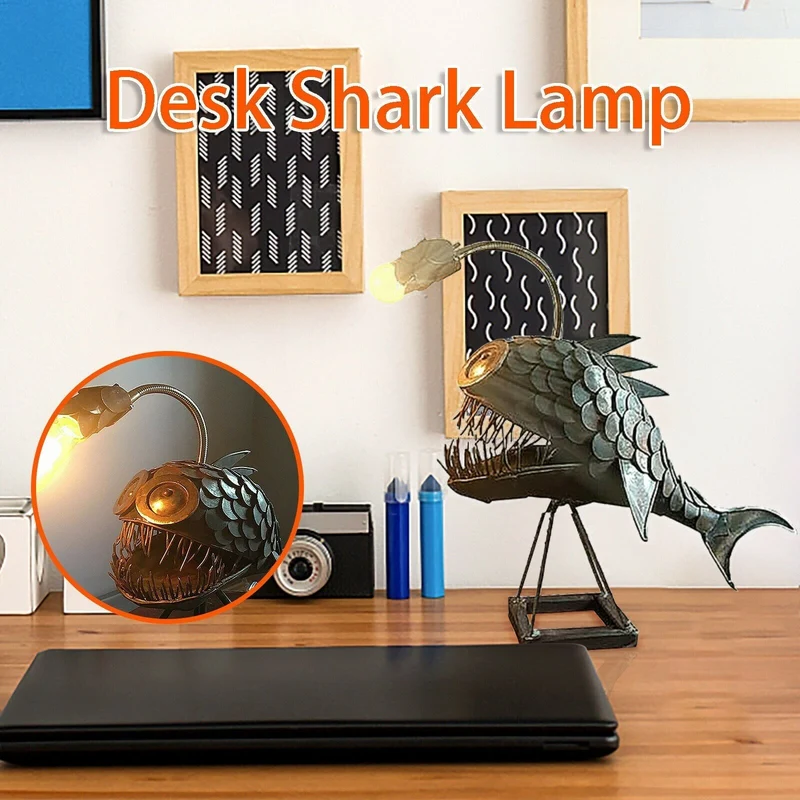 Skanto | Retro Anglerfisch-Schreibtischlampe mit flexiblem Kopf – Künstlerische Tischlampen für Zuhause, Bar, Café-Dekoration