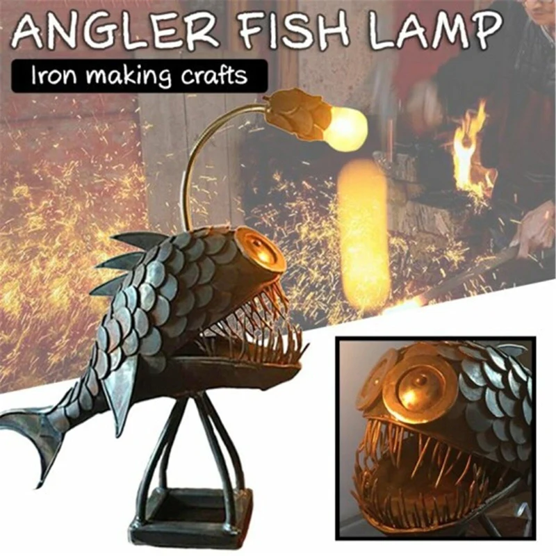 Skanto | Retro Anglerfisch-Schreibtischlampe mit flexiblem Kopf – Künstlerische Tischlampen für Zuhause, Bar, Café-Dekoration