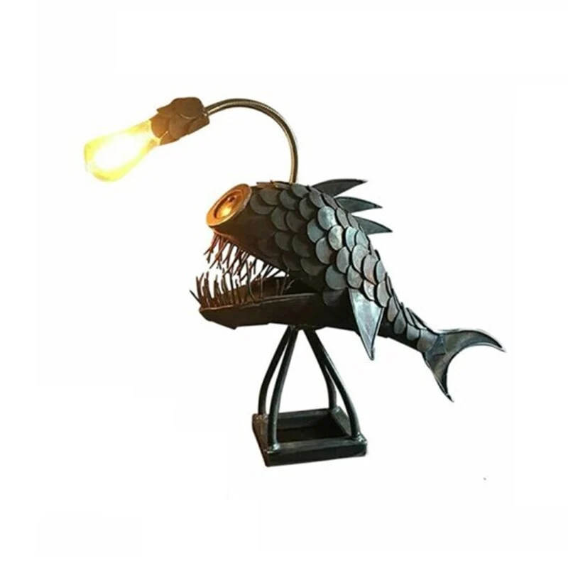 Skanto | Retro Anglerfisch-Schreibtischlampe mit flexiblem Kopf – Künstlerische Tischlampen für Zuhause, Bar, Café-Dekoration