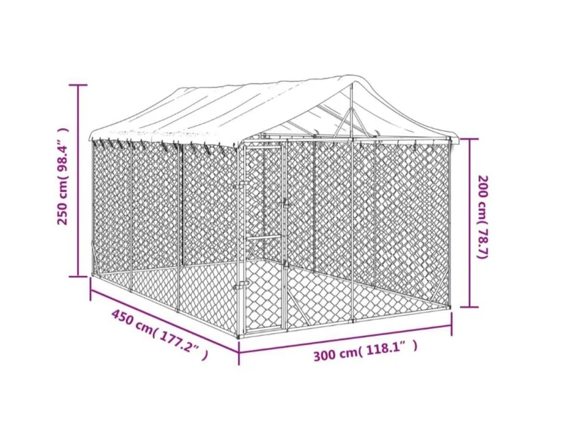 Geräumiger Hundezwinger mit Dach 3×4,5×2,5m verzinkter Stahl