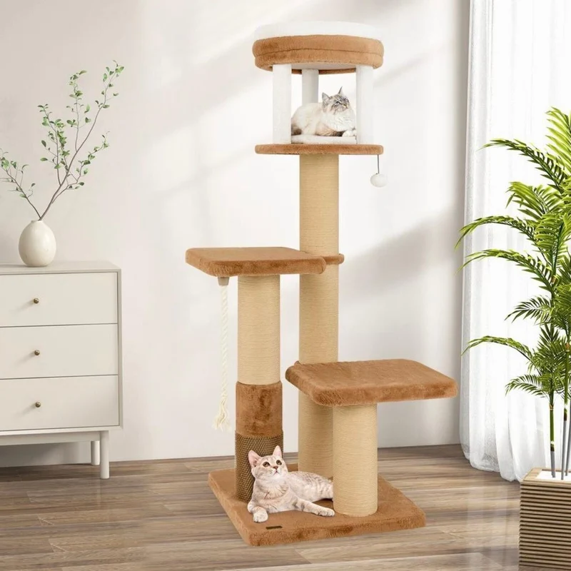 Kratzbaum Holz Katzenbaum Haustiere Katzenbett 164 cm