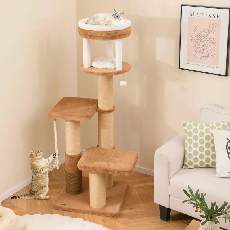 Kratzbaum Holz Katzenbaum Haustiere Katzenbett 164 cm