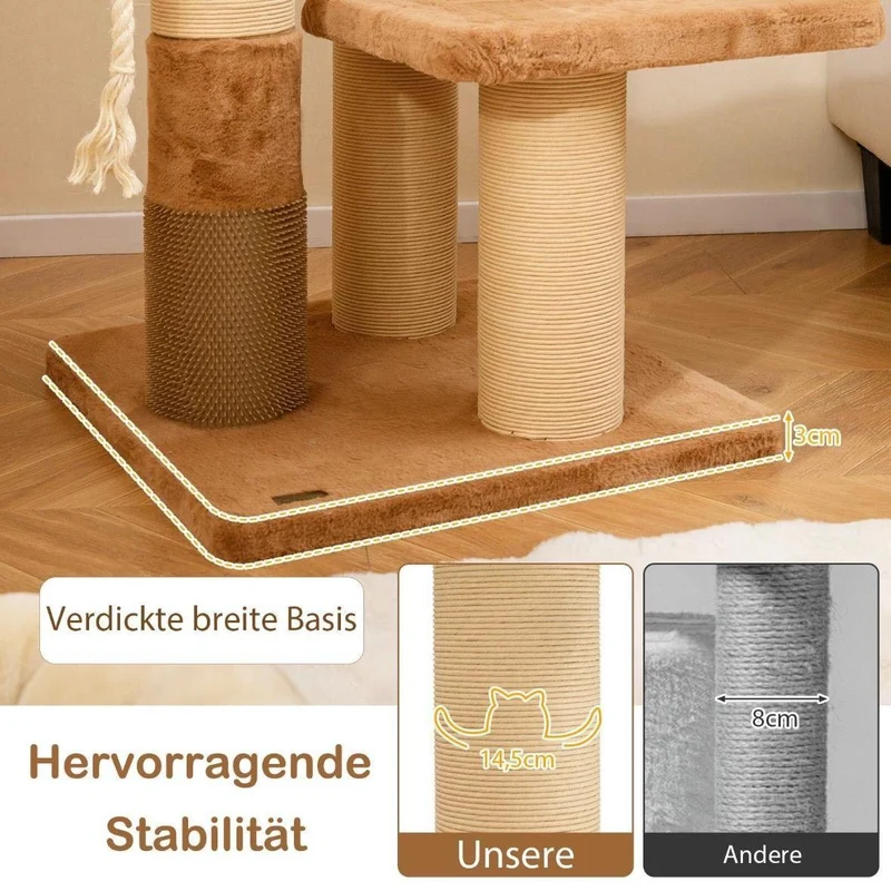 Kratzbaum Holz Katzenbaum Haustiere Katzenbett 164 cm