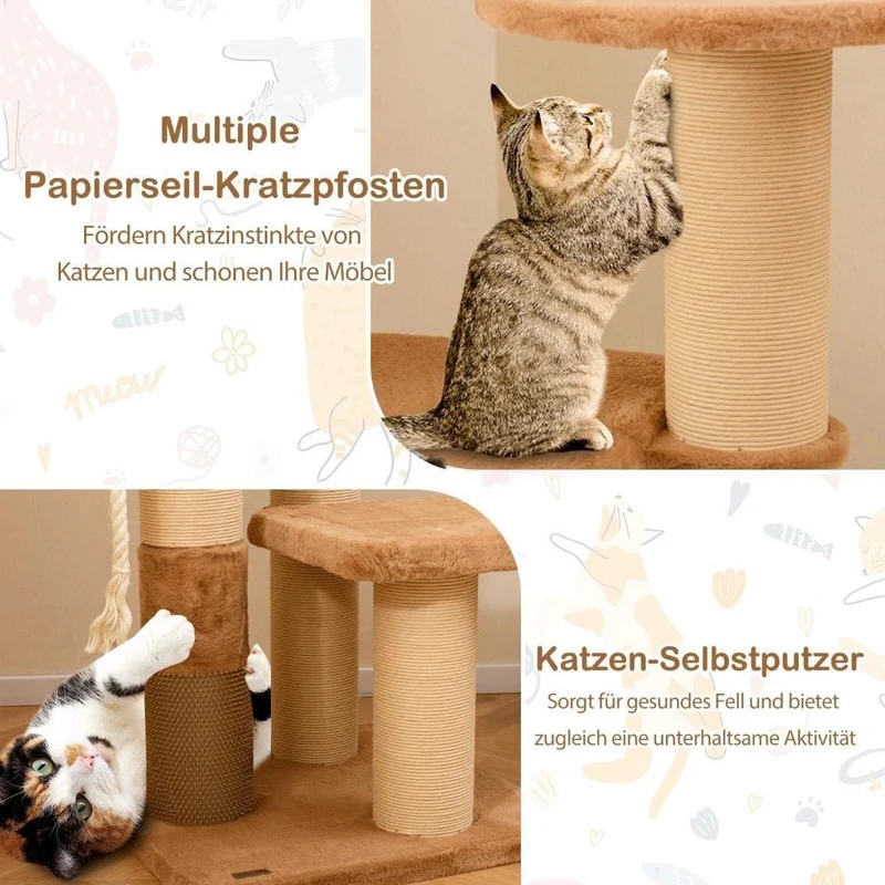 Kratzbaum Holz Katzenbaum Haustiere Katzenbett 164 cm