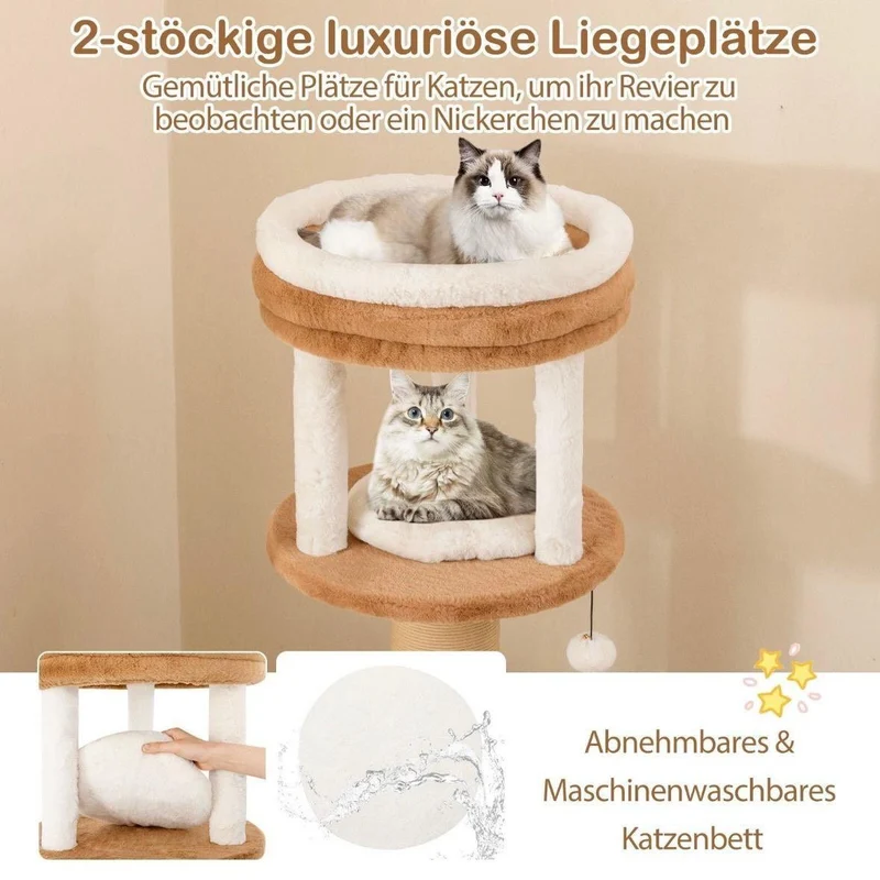 Kratzbaum Holz Katzenbaum Haustiere Katzenbett 164 cm