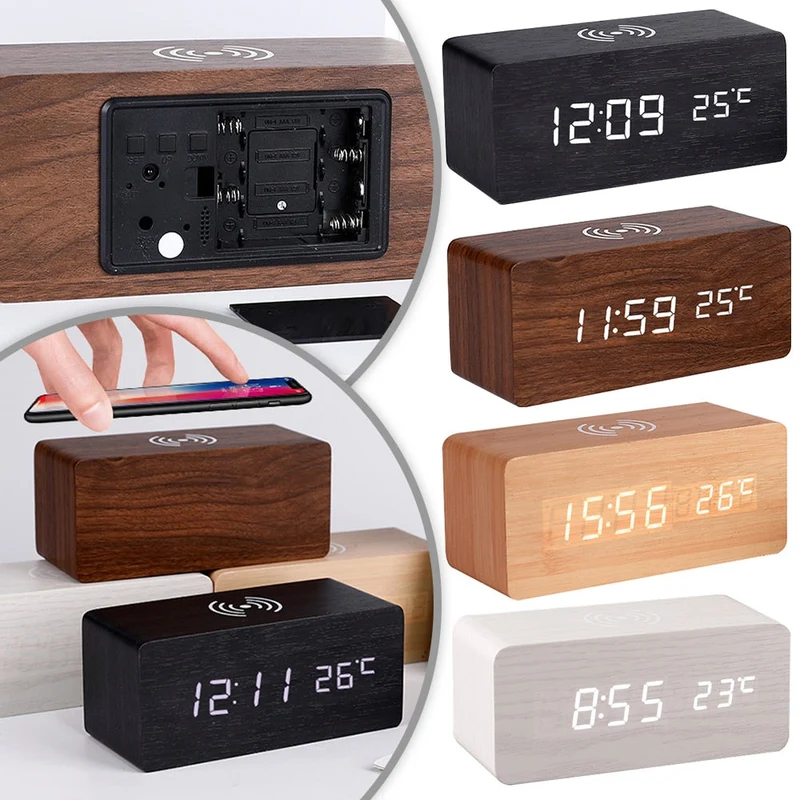 Skanto | Moderner Holz Funk-Lade-Wecker