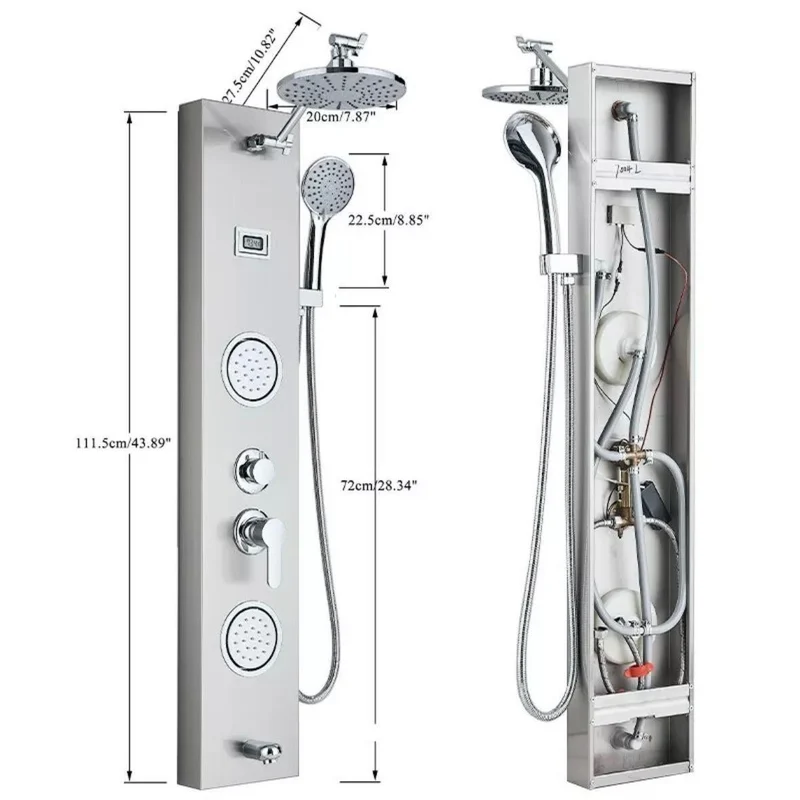 Edelstahl Duschpaneel mit Regendusche & Massagejets