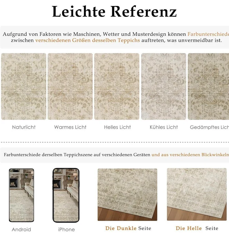 Vintage Teppich 200x300cm weich, rutschfest & pflegeleicht