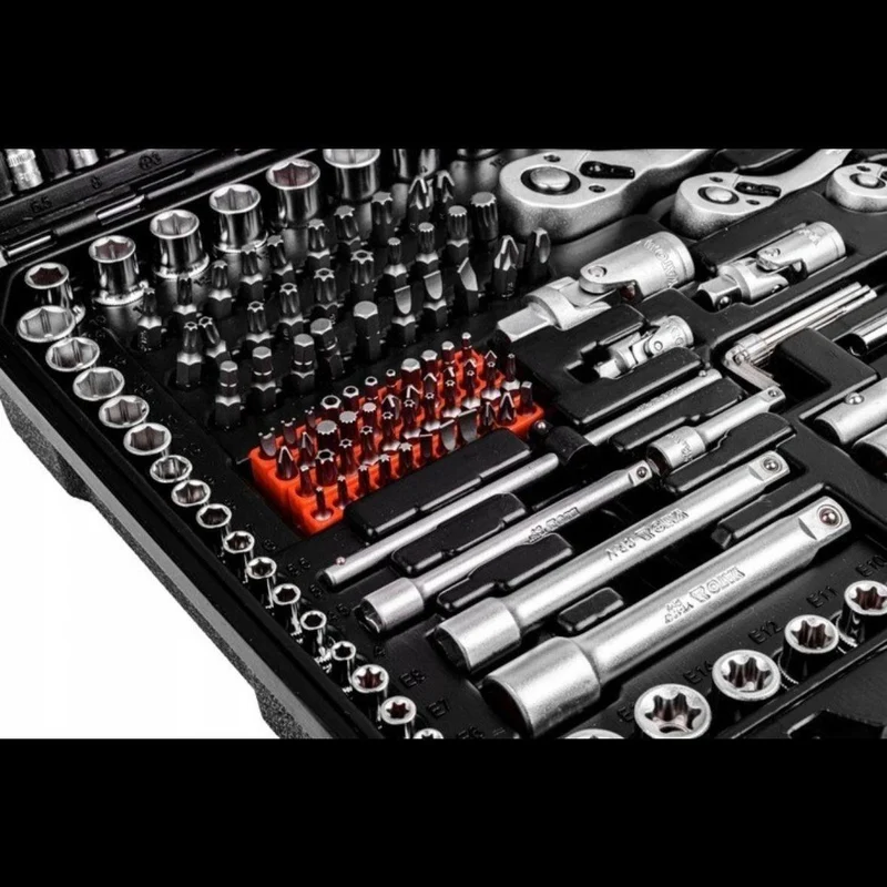 216-tlg. Profi-Werkzeugkoffer aus Chrom-Vanadium-Stahl mit Ratschen-Set