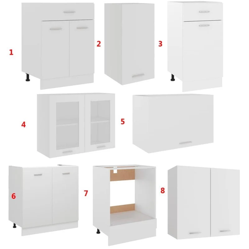 8tlg Küchenzeile Modulare Komplettküche ohne Geräte