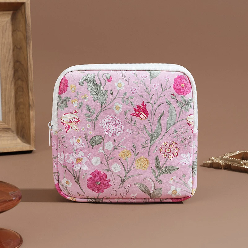 Blumenmuster Reißverschluss-Make-up-Tasche