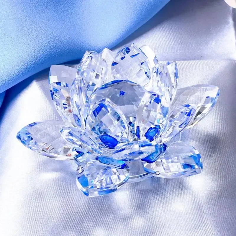 Skanto Kristall Lotusblume Figur Home Hochzeitsdekoration Glas Kunstsammlung Briefbeschwerer Büroschreibtisch Schmuck Souvenir Geschenke