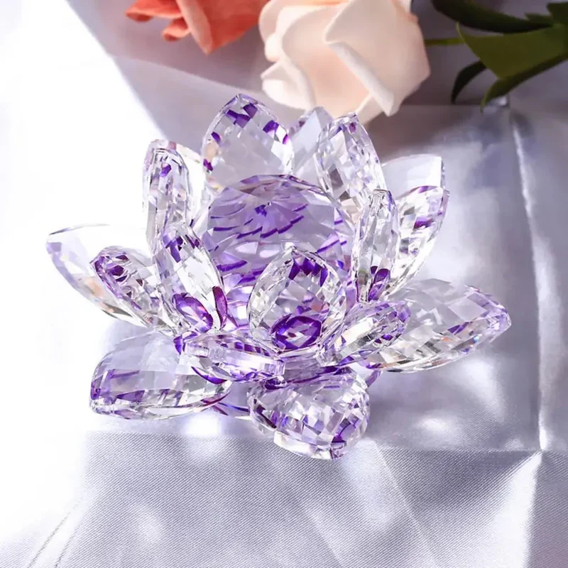 Skanto Kristall Lotusblume Figur Home Hochzeitsdekoration Glas Kunstsammlung Briefbeschwerer Büroschreibtisch Schmuck Souvenir Geschenke