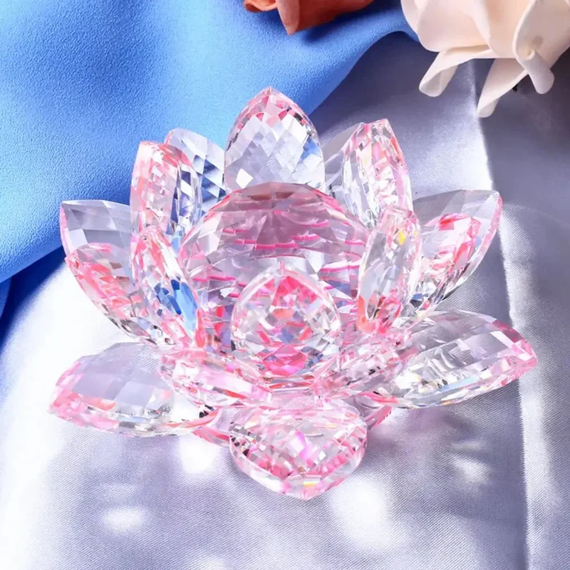 Skanto Kristall Lotusblume Figur Home Hochzeitsdekoration Glas Kunstsammlung Briefbeschwerer Büroschreibtisch Schmuck Souvenir Geschenke