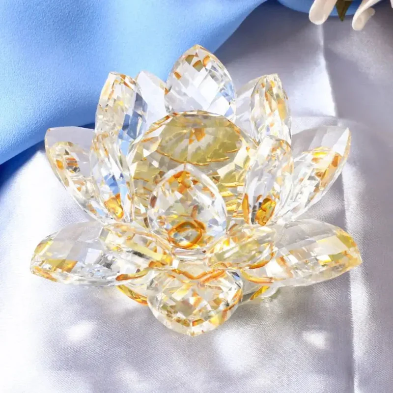 Skanto Kristall Lotusblume Figur Home Hochzeitsdekoration Glas Kunstsammlung Briefbeschwerer Büroschreibtisch Schmuck Souvenir Geschenke