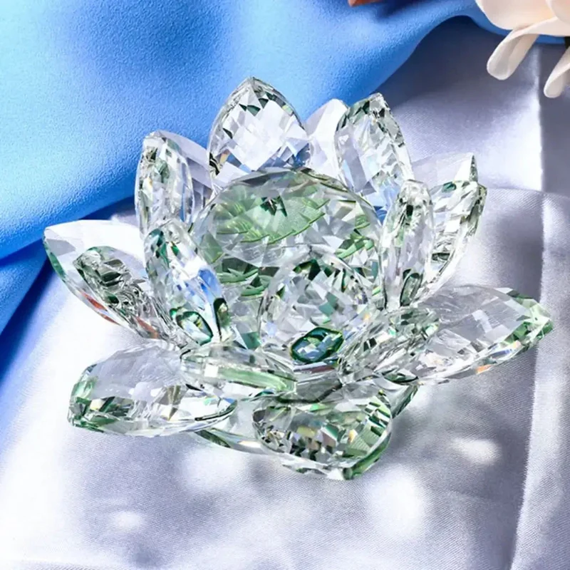 Skanto Kristall Lotusblume Figur Home Hochzeitsdekoration Glas Kunstsammlung Briefbeschwerer Büroschreibtisch Schmuck Souvenir Geschenke