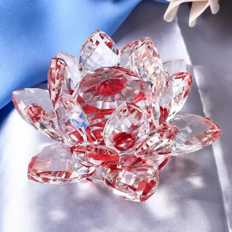 Skanto Kristall Lotusblume Figur Home Hochzeitsdekoration Glas Kunstsammlung Briefbeschwerer Büroschreibtisch Schmuck Souvenir Geschenke