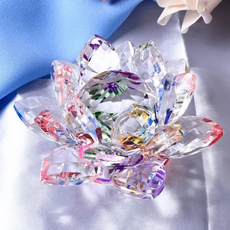 Skanto Kristall Lotusblume Figur Home Hochzeitsdekoration Glas Kunstsammlung Briefbeschwerer Büroschreibtisch Schmuck Souvenir Geschenke