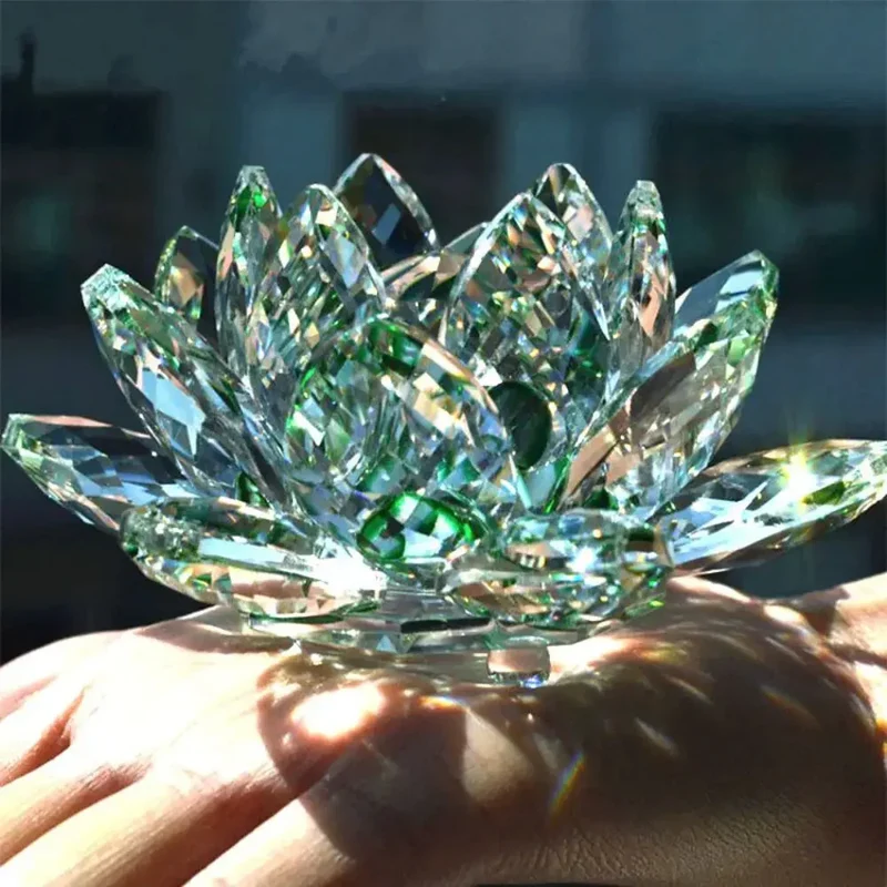 Skanto Kristall Lotusblume Figur Home Hochzeitsdekoration Glas Kunstsammlung Briefbeschwerer Büroschreibtisch Schmuck Souvenir Geschenke