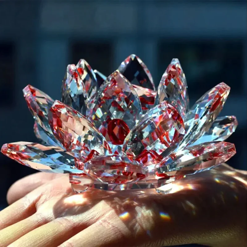 Skanto Kristall Lotusblume Figur Home Hochzeitsdekoration Glas Kunstsammlung Briefbeschwerer Büroschreibtisch Schmuck Souvenir Geschenke