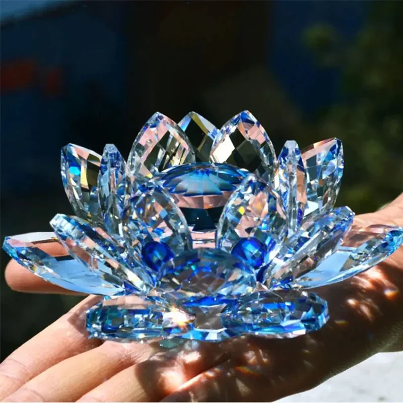 Skanto Kristall Lotusblume Figur Home Hochzeitsdekoration Glas Kunstsammlung Briefbeschwerer Büroschreibtisch Schmuck Souvenir Geschenke
